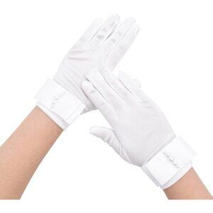 Women's Short St127-White Lace Open Half Finger Gloves Wedding Party Prom